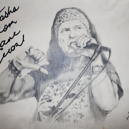 Dave Evans - 1st vocalist of the group AC / DС signed an autograph on the portrait